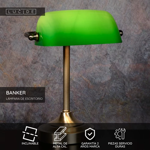 Lucide BANKER - Lámpara de escritorio - 1xE14 - Bronce - USP